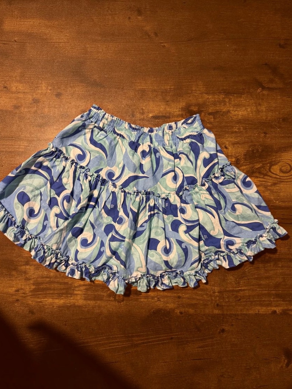 Hill House Skirt M Swirl Print Tiered Mini Skirt in Blue and White *See Photos*